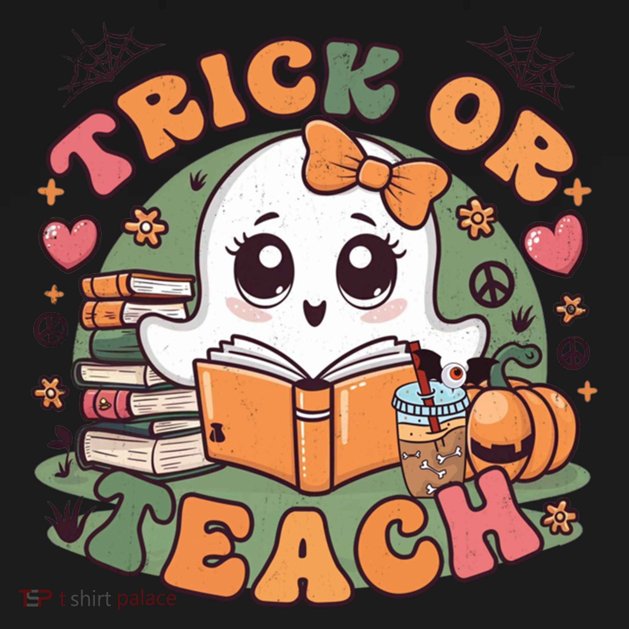 Teacher Halloween Trick Or Teach Cute Ghost Coffee Pumpkins Gift Bucket Hat