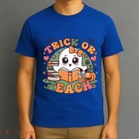 Teacher Halloween Trick Or Teach Cute Ghost Coffee Pumpkins Gift T-Shirt thumb 3