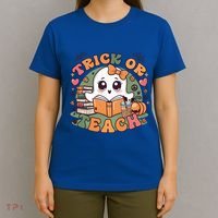 Teacher Halloween Trick Or Teach Cute Ghost Coffee Pumpkins Gift T-Shirt thumb 4