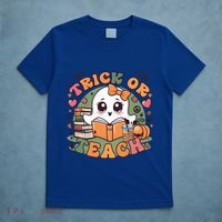 Teacher Halloween Trick Or Teach Cute Ghost Coffee Pumpkins Gift T-Shirt thumb 5