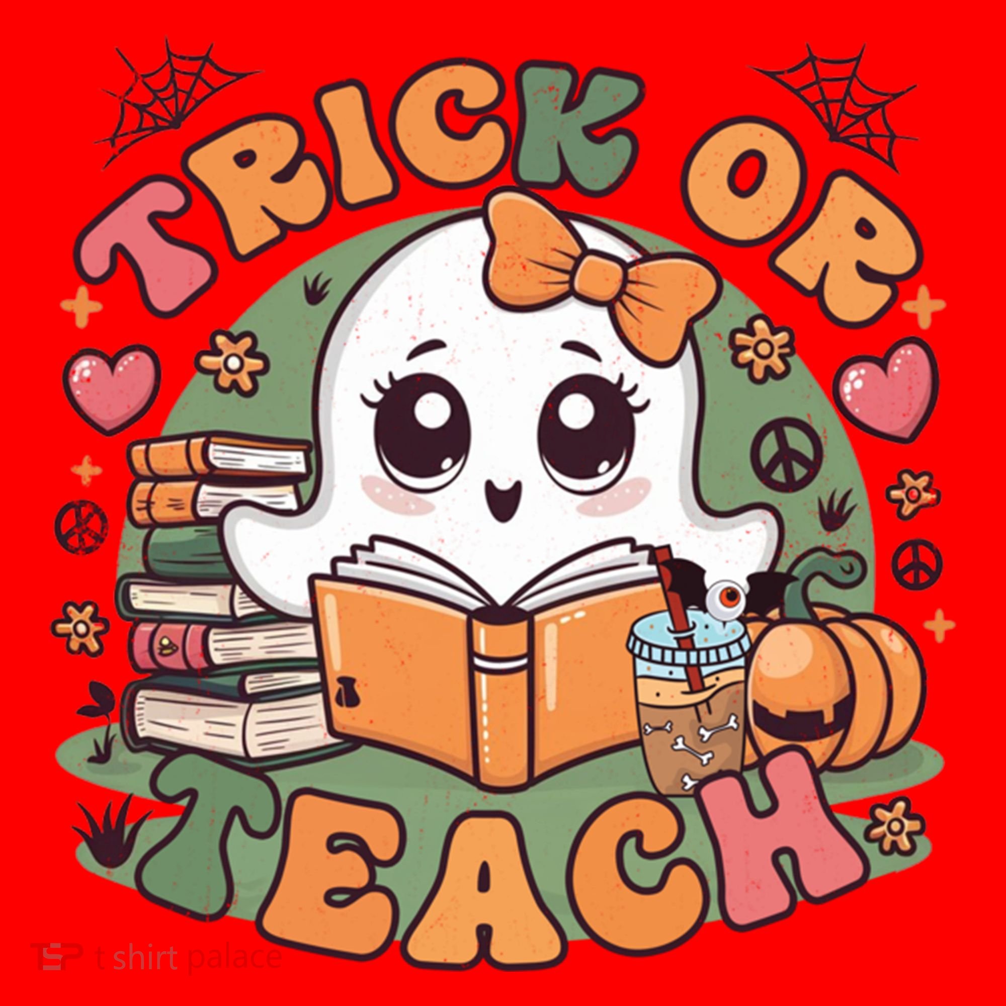 Teacher Halloween Trick Or Teach Cute Ghost Coffee Pumpkins Gift Santa Hat