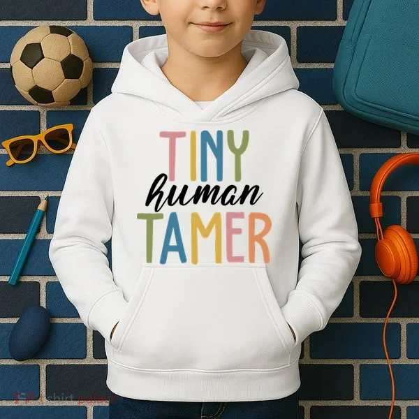 Tiny Human Tamer Kindergarten Teacher Kids Hoodie