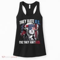 They Hate Us Cuz They Ain't Us USA American Flag 4th of July Women's Tank Top thumb 0
