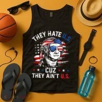 They Hate US Cuz They Ain't US George Washington 4th Of July Tank Top thumb 4