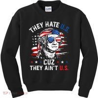 They Hate US Cuz They Ain't US George Washington 4th Of July Kids Sweatshirt thumb 0