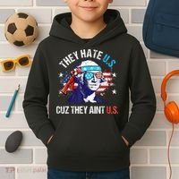 They Hate Us Cuz They AinT Us Funny 4th Of July Kids Hoodie thumb 2