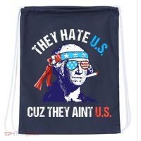 They Hate Us Cuz They Ain't Us Funny 4th Of July Drawstring Bag thumb 0