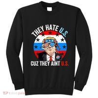 They Hate Us Cuz They Aint Us Funny 4th Of July USA Flag Sweatshirt thumb 0