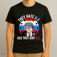 They Hate Us Cuz They Aint Us Funny 4th Of July USA Flag T-Shirt thumb 3