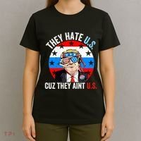 They Hate Us Cuz They Aint Us Funny 4th Of July USA Flag T-Shirt thumb 4