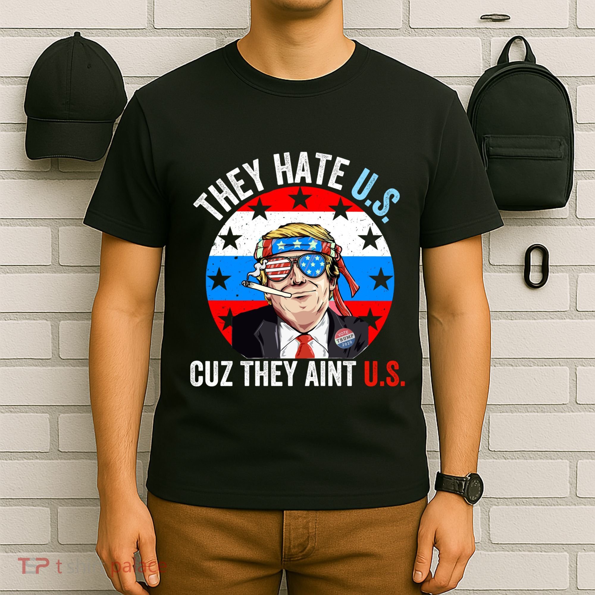 They Hate Us Cuz They Aint Us Funny 4th Of July USA Flag T-Shirt