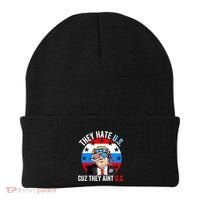 They Hate Us Cuz They Aint Us Funny 4th Of July USA Flag Beanie thumb 0