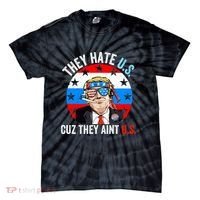 They Hate Us Cuz They Aint Us Funny 4th Of July USA Flag Tie-Dye T-Shirt thumb 0