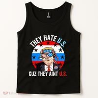 They Hate Us Cuz They Aint Us Funny 4th Of July USA Flag Tank Top thumb 2