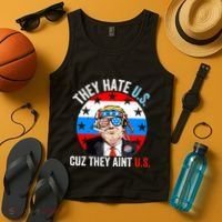 They Hate Us Cuz They Aint Us Funny 4th Of July USA Flag Tank Top thumb 4