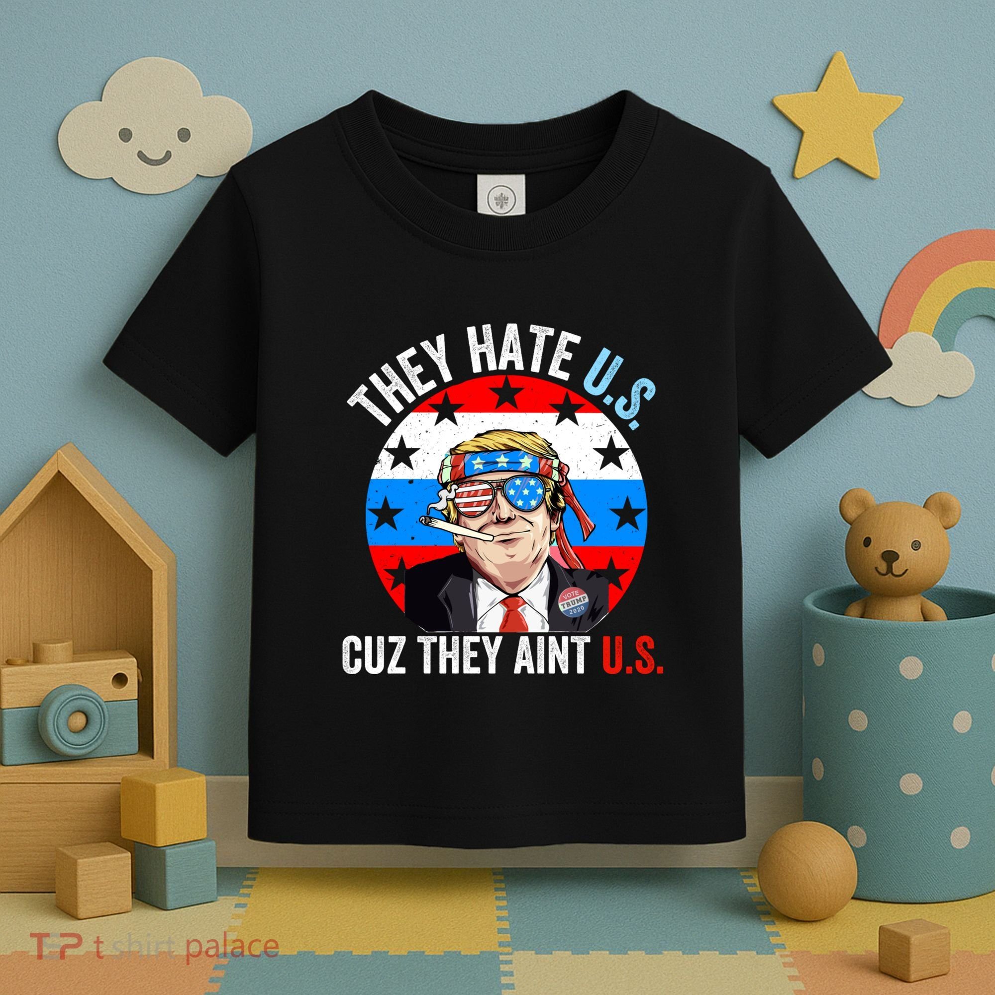 They Hate Us Cuz They Aint Us Funny 4th Of July USA Flag Toddler T-Shirt