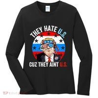 They Hate Us Cuz They Aint Us Funny 4th Of July USA Flag Women's Long Sleeve Shirt thumb 0