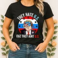 They Hate Us Cuz They Aint Us Funny 4th Of July USA Flag Women's T-Shirt thumb 2
