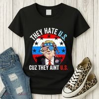 They Hate Us Cuz They Aint Us Funny 4th Of July USA Flag Women's T-Shirt thumb 3