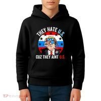 They Hate Us Cuz They Aint Us Funny 4th Of July USA Flag Kids Hoodie thumb 4