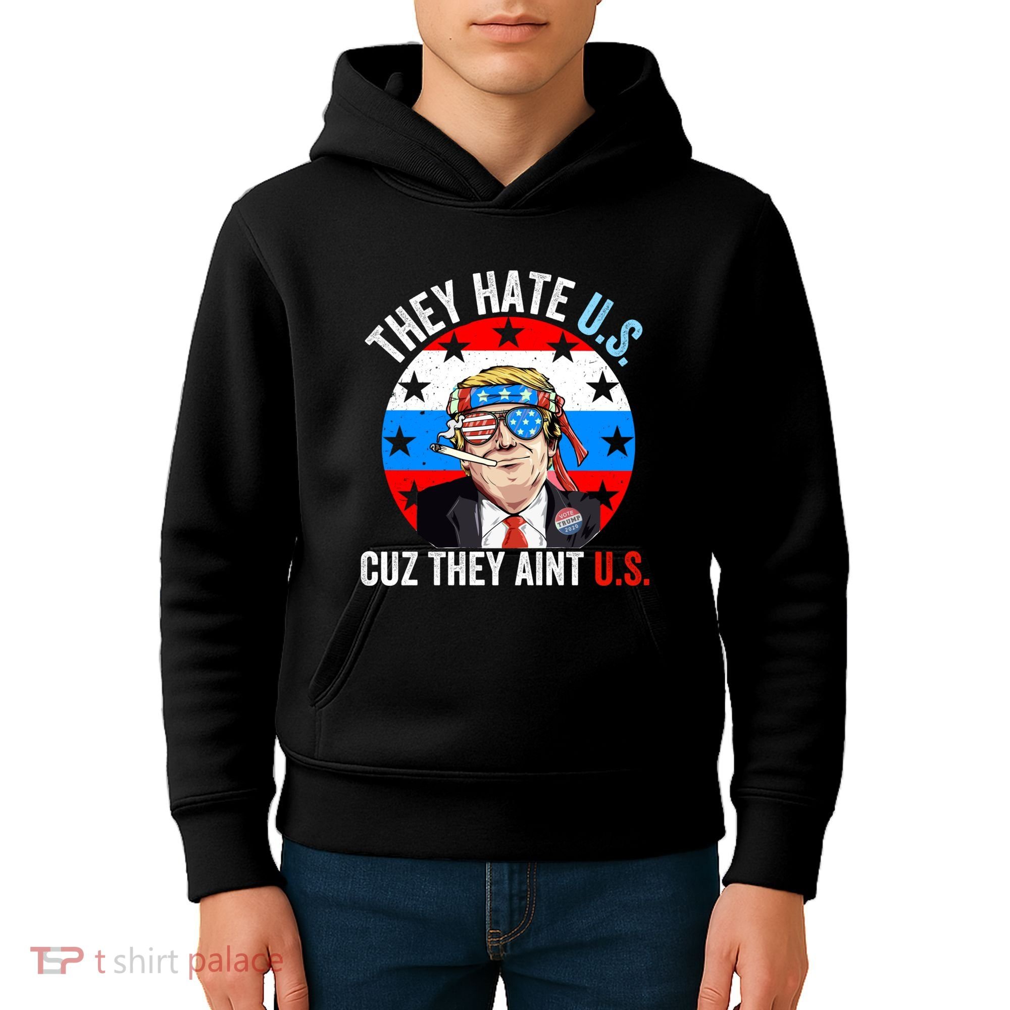 They Hate Us Cuz They Aint Us Funny 4th Of July USA Flag Kids Hoodie