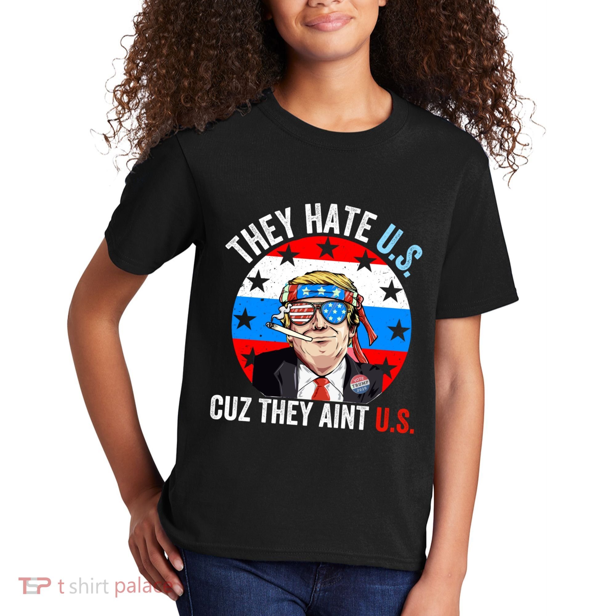 They Hate Us Cuz They Aint Us Funny 4th Of July USA Flag Kids T-Shirt