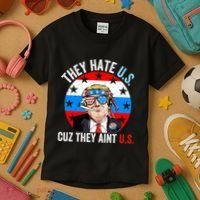 They Hate Us Cuz They Aint Us Funny 4th Of July USA Flag Kids T-Shirt thumb 3