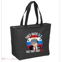 They Hate Us Cuz They Aint Us Funny 4th Of July USA Flag Tote Bag thumb 2