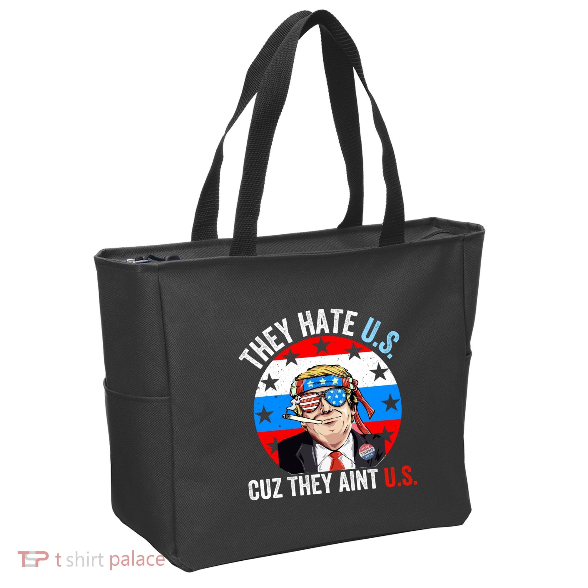 They Hate Us Cuz They Aint Us Funny 4th Of July USA Flag Tote Bag