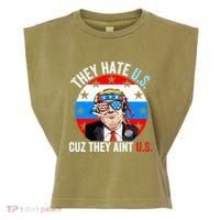 They Hate Us Cuz They Aint Us Funny 4th Of July USA Flag Garment-Dyed Women's Muscle Tee thumb 0