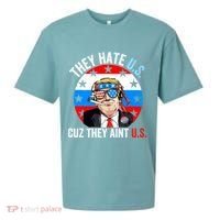 They Hate Us Cuz They Aint Us Funny 4th Of July USA Flag Sueded Cloud Jersey T-Shirt thumb 0