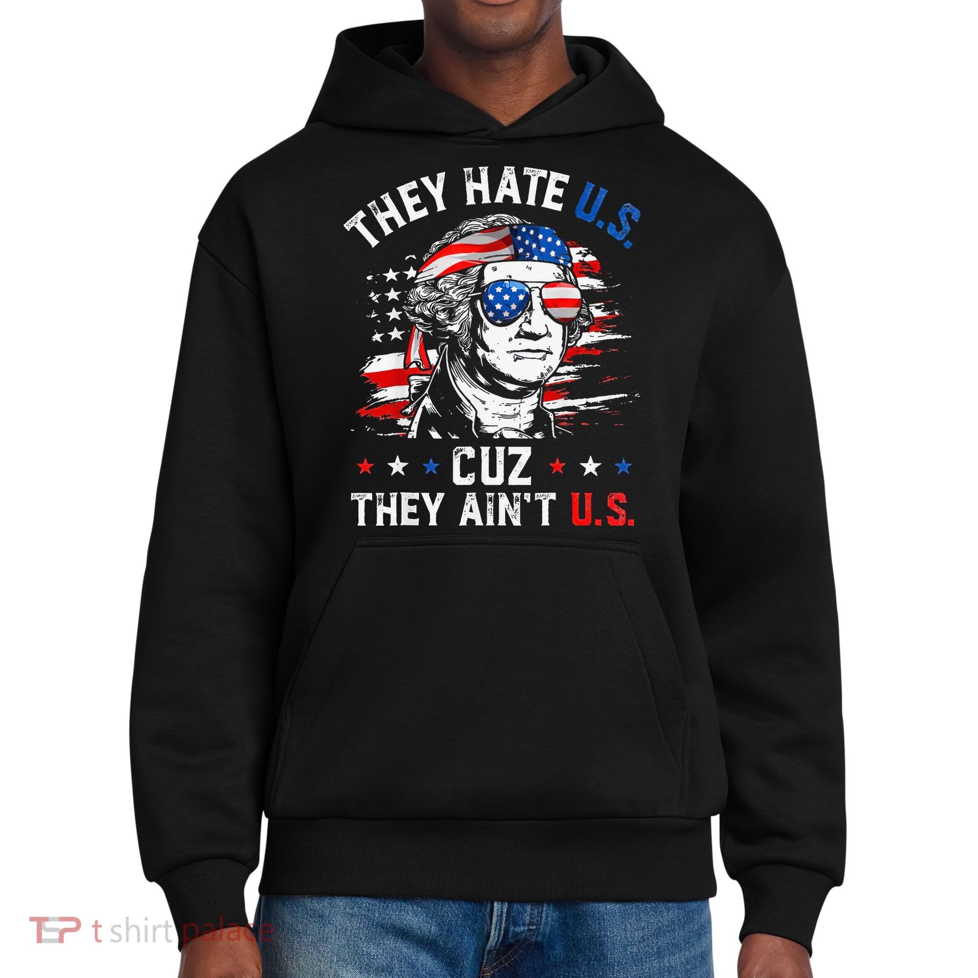They Hate Us Cuz They AinT Us Usa American Flag District V.I.T. Heavyweight Hoodie