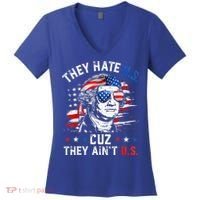 They Hate Us Cuz They AinT Us Usa American Flag Women's V-Neck T-Shirt thumb 0