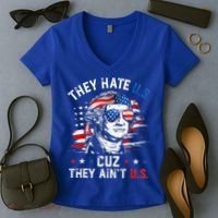 They Hate Us Cuz They AinT Us Usa American Flag Women's V-Neck T-Shirt thumb 2
