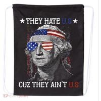 They Hate US Cuz They Aint US 4th Of July George Washington Drawstring Bag thumb 0