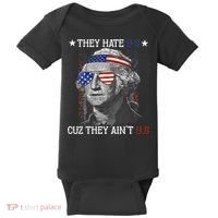 They Hate US Cuz They Aint US 4th Of July George Washington Baby Bodysuit thumb 0