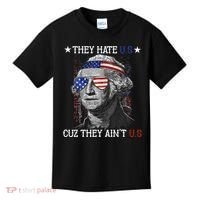 They Hate US Cuz They Aint US 4th Of July George Washington Kids T-Shirt thumb 0