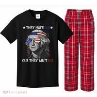They Hate US Cuz They Aint US 4th Of July George Washington Kids Plaid Pajama Set thumb 0