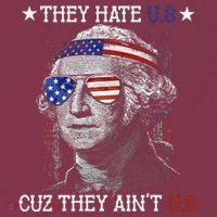 They Hate US Cuz They Aint US 4th Of July George Washington 16oz Travel Tumbler thumb 2
