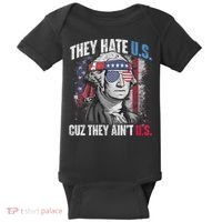 They Hate Us Cuz They AinT Us Usa American Flag 4th Of July Baby Bodysuit thumb 0