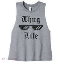 Thug Life Retro Glasses Meme Women's Racerback Cropped Tank thumb 0