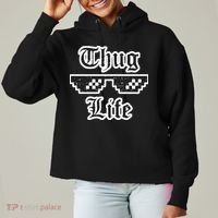 Thug Life Retro Glasses Meme Ladies Heavyweight Boxy Pullover Hoodie thumb 0