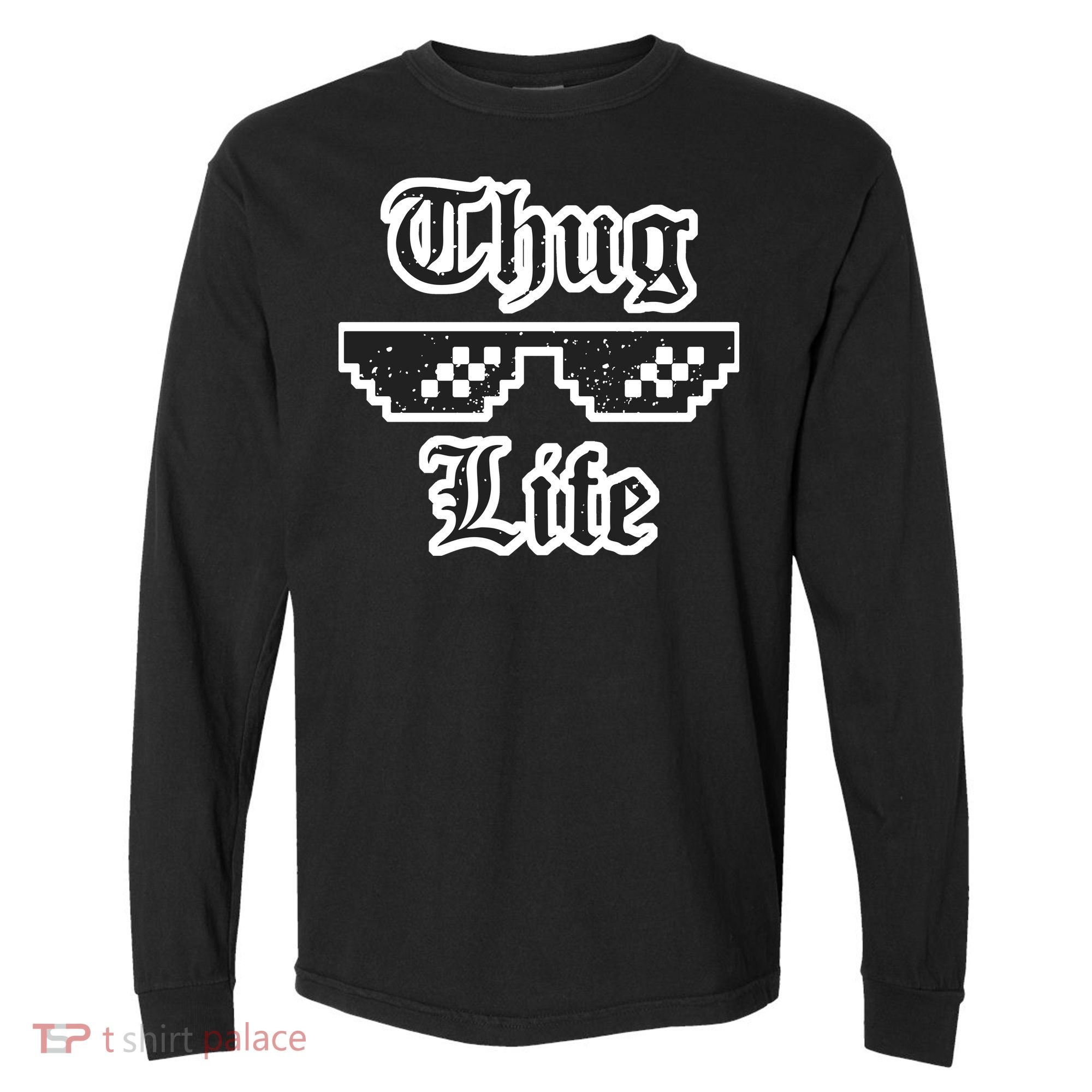 Thug Life Retro Glasses Meme Comfort Colors Heavyweight Long Sleeve T-Shirt