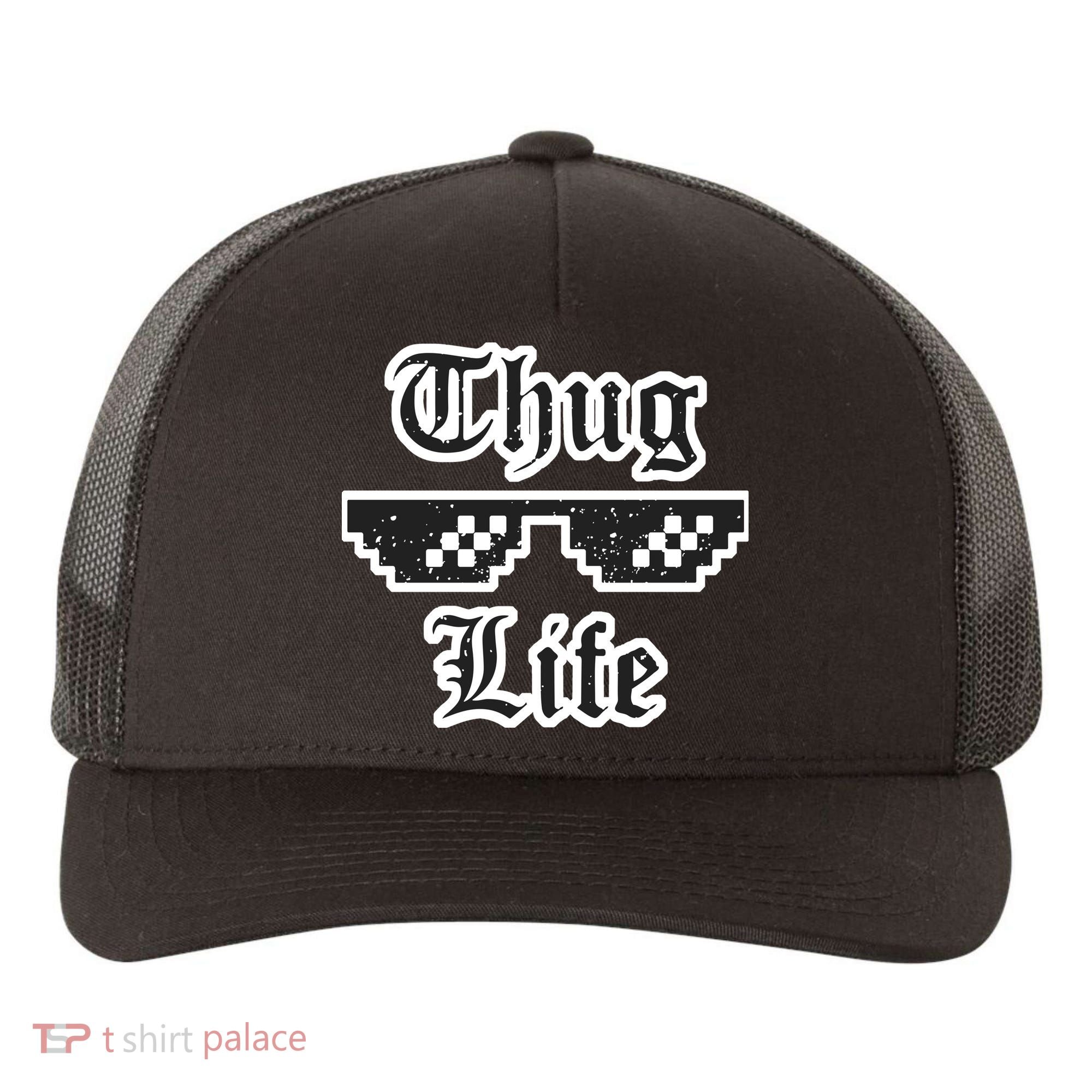 Thug Life Retro Glasses Meme Yupoong Adult 5-Panel Trucker Hat