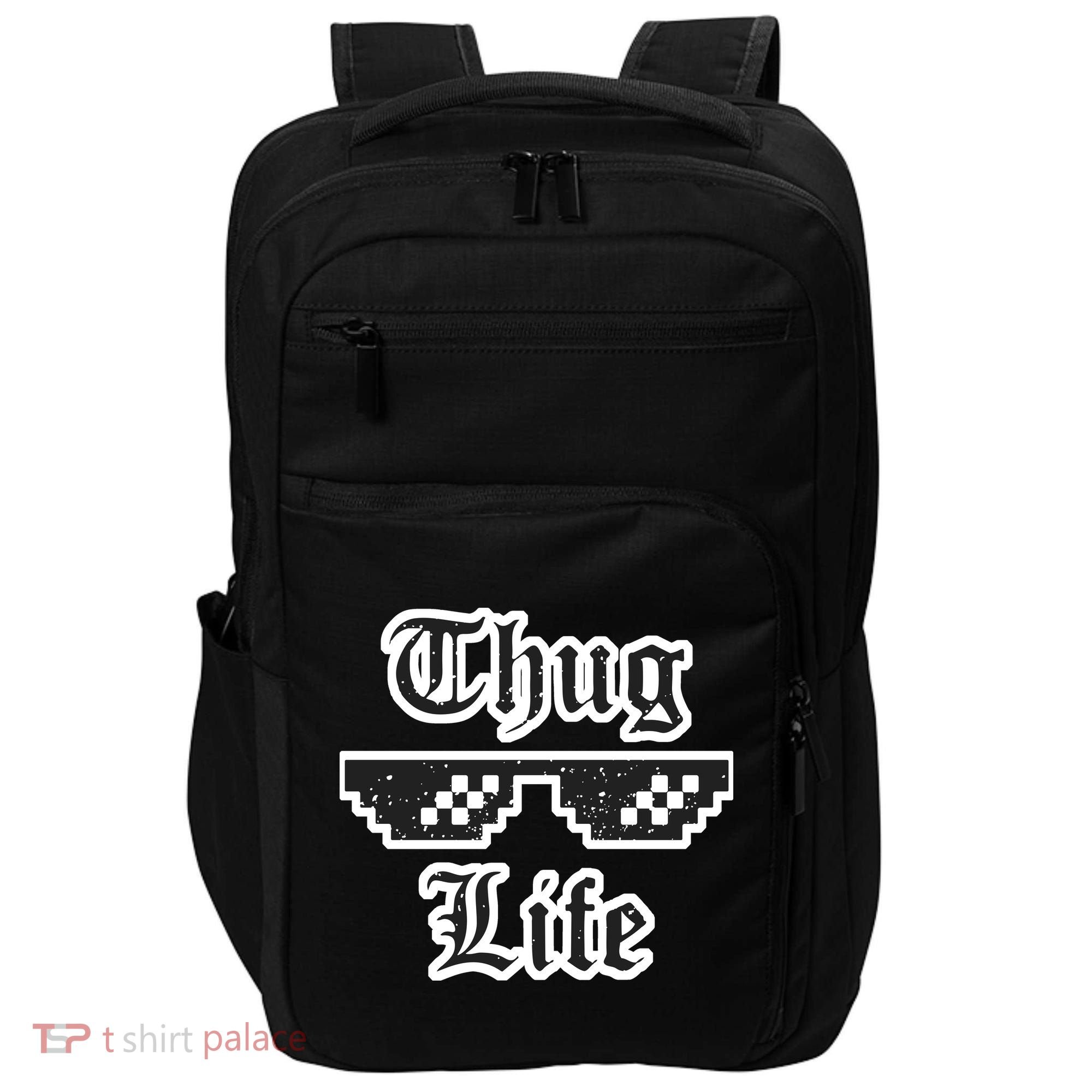 Thug Life Retro Glasses Meme Impact Tech Backpack