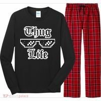 Thug Life Retro Glasses Meme Long Sleeve Pajama Set thumb 0