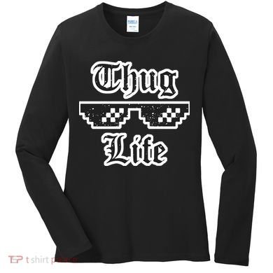Thug Life Retro Glasses Meme Women's Long Sleeve Shirt