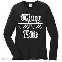 Thug Life Retro Glasses Meme Women's Long Sleeve Shirt thumb 0