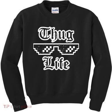 Thug Life Retro Glasses Meme Kids Sweatshirt