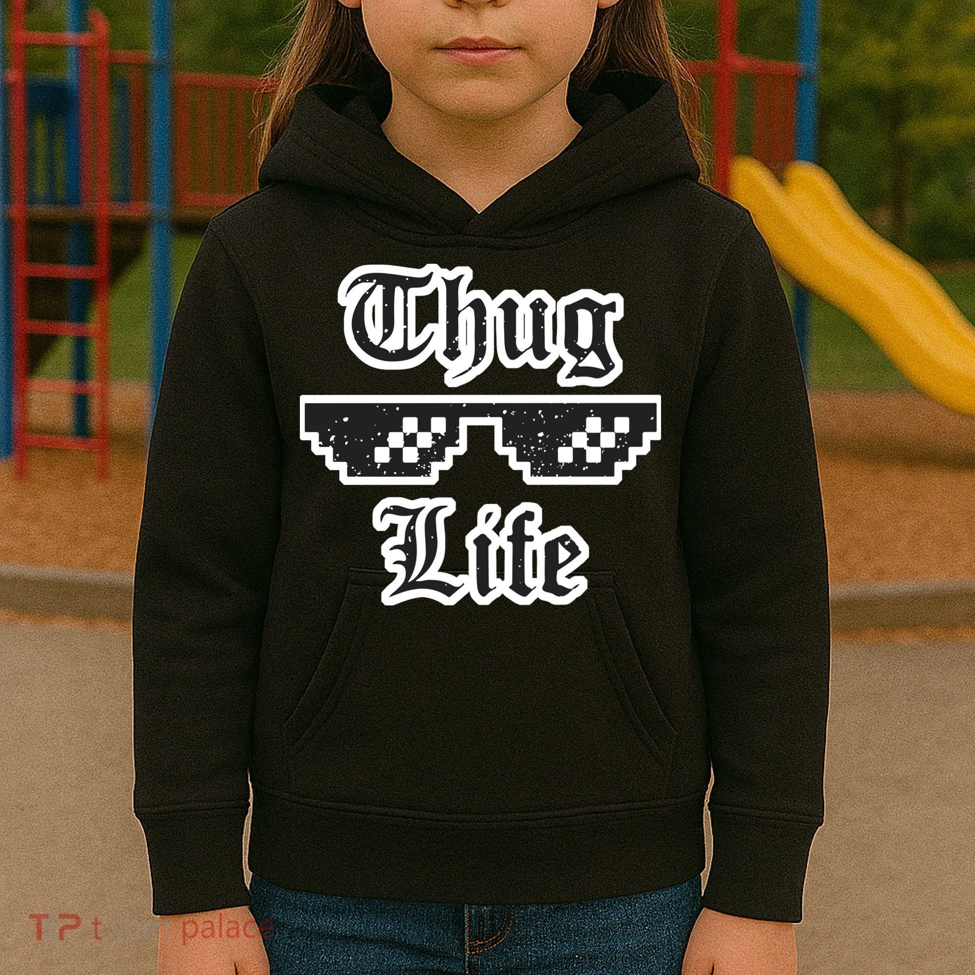 Thug Life Retro Glasses Meme Kids Hoodie